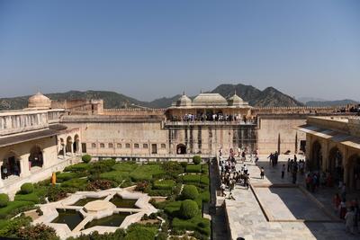 The Amber Fort is the ancient capital of Jaipur. It was built by the King of Man SINGH in 1592. The buildings in the for-stock-photo