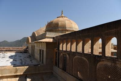 The Amber Fort is the ancient capital of Jaipur. It was built by the King of Man SINGH in 1592. The buildings in the for-stock-photo