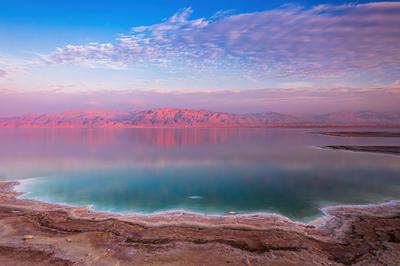 Landscape of the Dead Sea at sunset, Israel.-stock-foto