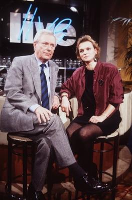 Elke Heidenreich mit Rudolf Radke in Live ZDF 01 90 vZ Mann Frau TV Fernsehen Journalismus Moderat-stock-foto