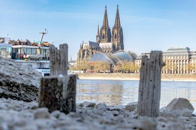 Niedrigwasser in K?ln 08.04.2025-stock-foto
