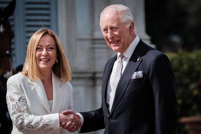 Rome, state visit of the English royals in Italy.-stock-photo