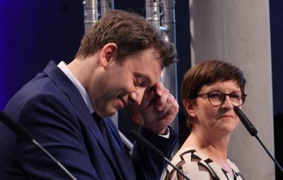 CDU CSU SPD KoalitionsPressekonferenz-stock-foto