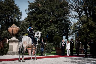 Rome, state visit of the English royals in Italy.-stock-photo
