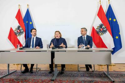 20250409 Pressebriefing vor und Pressefoyer nach der Regierungsklausur mit den Regierungsspitzen-stock-foto