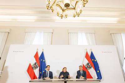 20250409 Pressebriefing vor und Pressefoyer nach der Regierungsklausur mit den Regierungsspitzen-stock-foto
