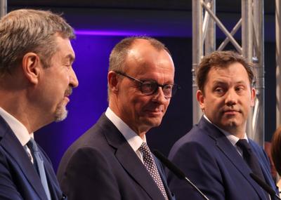 CDU CSU SPD KoalitionsPressekonferenz-stock-foto