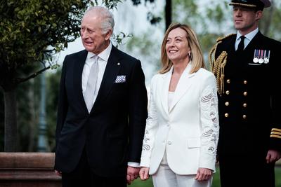 Rome, state visit of the English royals in Italy.-stock-photo