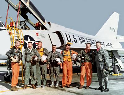 The Real Right Stuff (2020) - filmstill The original seven astronauts trained at NASA Langley Research Center. Chosen fr-stock-foto