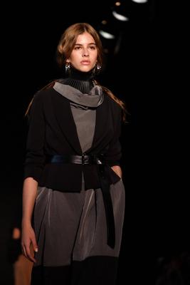 Model on the runway for Reptilia during the 59th edition of S?o Paulo Fashion Week,-stock-foto