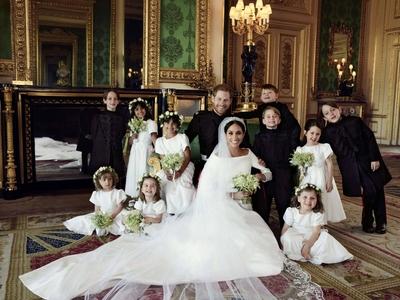 Mariage de Meghan Markle et du Prince Harry Photo officielle des maries Marriage of Meghan Markle-stock-foto