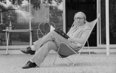 Werner Veigel Werner Veigel, deutscher Nachrichtensprecher und Radiomoderator, in Hamburg, Deutschland sp?te 1970er Jahr-stock-foto