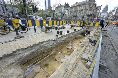 Unknown Medieval Cemetary Dig In Brussels-stock-photo