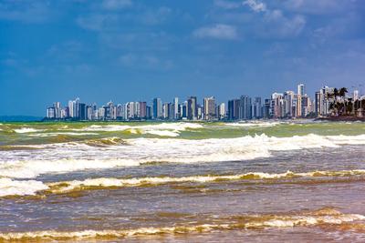 Boa Viagem beach with its seaside buildings Boa Viagem beach with its seaside buildings in the city of Recife, state of-stock-photo