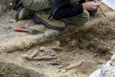 Unknown Medieval Cemetary Dig In Brussels-stock-photo