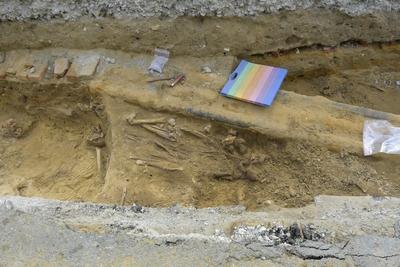 Unknown Medieval Cemetary Dig In Brussels-stock-photo