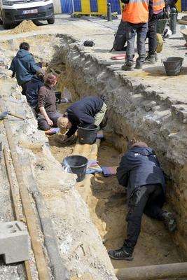 Unknown Medieval Cemetary Dig In Brussels-stock-photo