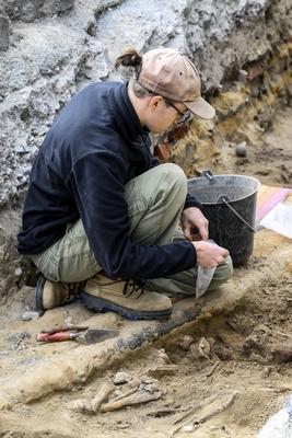 Unknown Medieval Cemetary Dig In Brussels-stock-photo
