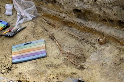 Unknown Medieval Cemetary Dig In Brussels-stock-photo