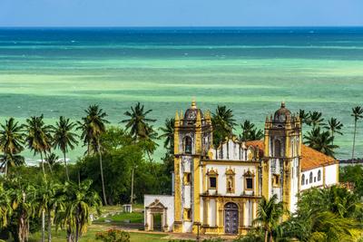 Antique church in the old city of Olinda Baroque historic church in the old city of Olinda in the state of Pernambuco, B-stock-photo