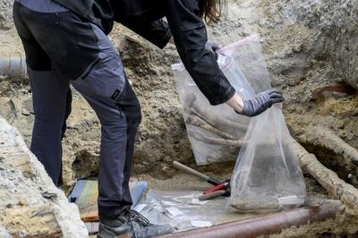 Unknown Medieval Cemetary Dig In Brussels-stock-photo