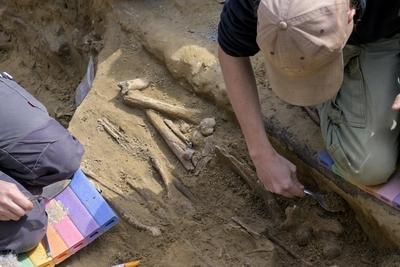 Unknown Medieval Cemetary Dig In Brussels-stock-photo