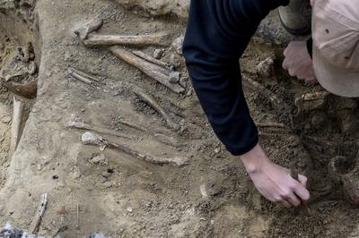 Unknown Medieval Cemetary Dig In Brussels-stock-photo