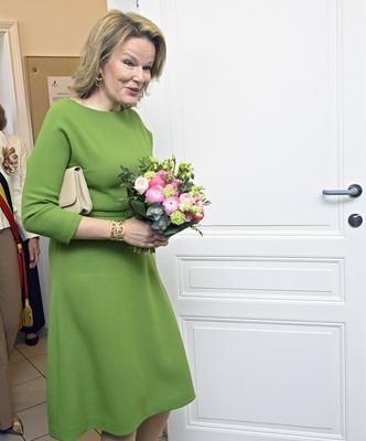 Queen Mathilde visits the Academy of Music and the Spoken Word in Waterloo-stock-photo