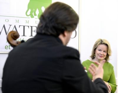Queen Mathilde visits the Academy of Music and the Spoken Word in Waterloo-stock-photo