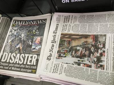 New York newspapers report on helicopter accident Front pages on Tuesday June 11 2019 of the New Y-stock-foto