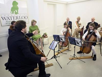 Queen Mathilde visits the Academy of Music and the Spoken Word in Waterloo-stock-photo