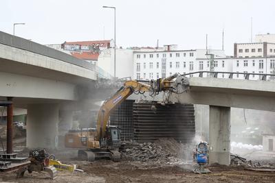 Abriss der Ringbahnbr?cke in Berlin-stock-foto