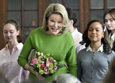 Queen Mathilde visits the Academy of Music and the Spoken Word in Waterloo-stock-photo