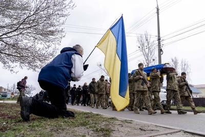 Funeral for 2006 born Ukrainian soldier-stock-photo
