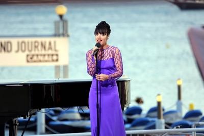 Lilly Allen 67TH CANNES FILM FESTIVAL LILY ALLEN ON CANAL PLUS NO FRENCH SALES Cannes PUBLICATIO-stock-foto