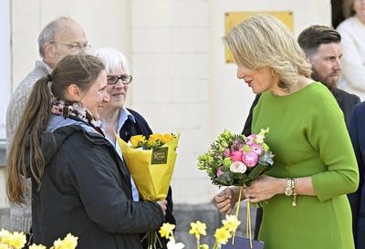 Queen Mathilde visits the Academy of Music and the Spoken Word in Waterloo-stock-photo