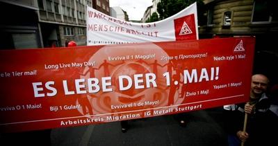 1.Mai Demo der DGB-stock-foto