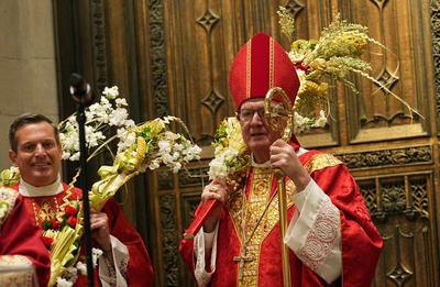 Palm sunday observed at st. Patrick's cathedral with solemn procession and blessings.-stock-foto