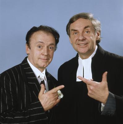 HARALD UND EDDI HARALD UND EDDI, ARD Sketch-Serie, 1988, Folge 12: Eddi Arent und Harald Juhnke. HARALD UND EDDI, ARD Sk-stock-foto