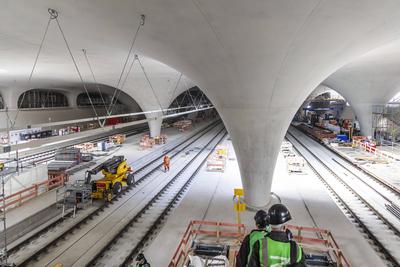 Die Baustelle Stuttgart 21 ist an Ostern f?r Besucher ge?ffnet. Ein Online-Anmeldung ist erorderlich. Im Vorjahr waren a-stock-foto