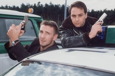 ALARM F?R COBRA 11 DIE AUTOBAHNPOLIZEI Szene mit MARK KELLER als Andre Fux u ERDOGAN ATALAY als S-stock-foto