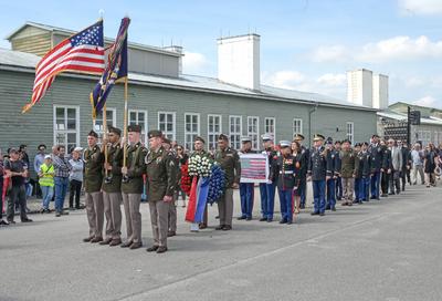 Internationale Feier zum 79. Befreiungstag der H?ftlinge des Konzentrationslagers Mauthausen am 5. Mai 1945, am Gel?nde-stock-photo