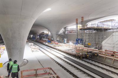 Die Baustelle Stuttgart 21 ist an Ostern f?r Besucher ge?ffnet. Ein Online-Anmeldung ist erorderlich. Im Vorjahr waren a-stock-foto