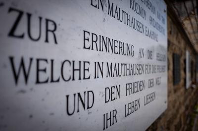 24.06.2023, xovx, Politik, Konzentrationslager Mauthausen / Österreich Gedenktafeln am Lagerzaun des Konzentrationslager-stock-photo