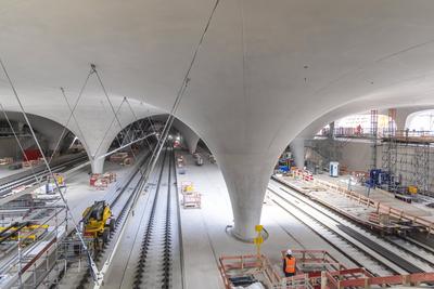 Die Baustelle Stuttgart 21 ist an Ostern f?r Besucher ge?ffnet. Ein Online-Anmeldung ist erorderlich. Im Vorjahr waren a-stock-foto