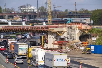 Autobahnbaustelle-stock-foto