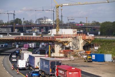 Autobahnbaustelle-stock-foto