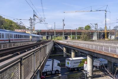 Autobahnbaustelle-stock-foto
