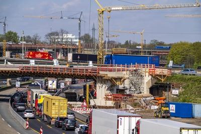 Autobahnbaustelle-stock-foto