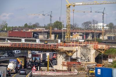 Autobahnbaustelle-stock-foto